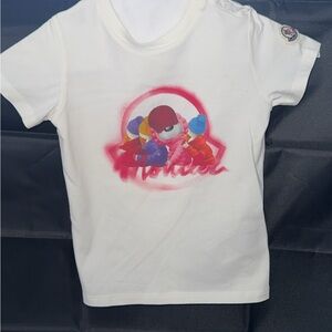 Moncler Kids White and Red Graphic Tee